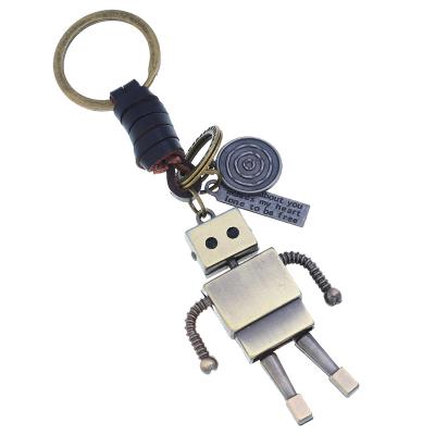 China New Leather Cartoon Metal Robot Environmental Friendly Punk Woven Key Chain Keychain for sale