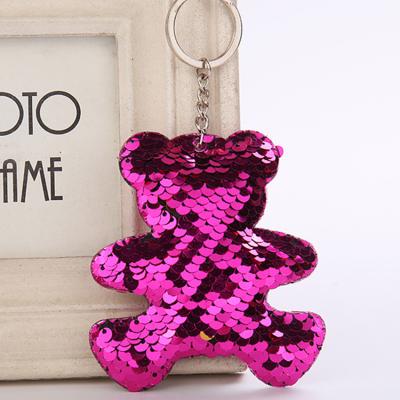 China Fashion Cute Bling Sequins Back Handbag Charm Decor Keychain Keyfob Keychain for sale