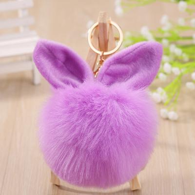 China Cute Custom Color Rabbit Fur Ball Soft Pom Pom Chain Key Chain Key Chain for sale