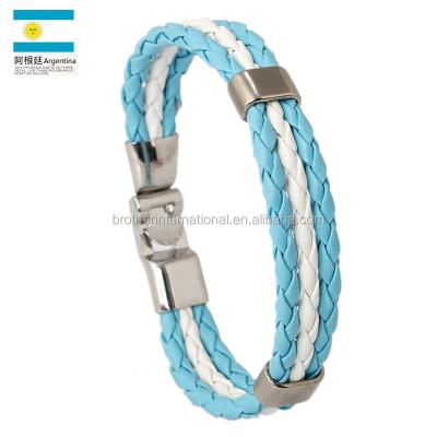 China Punk In The Current Wholesale Argentina Flag Bracelet Accessories / Football Fans Leather Bracelet for sale