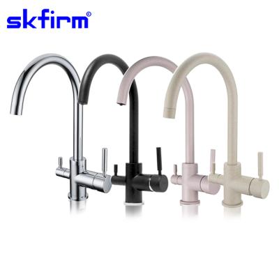 China Filter water skfirm kitchen faucet 3 way long and cold three way faucet drinking water faucets hot neck faucet for sale