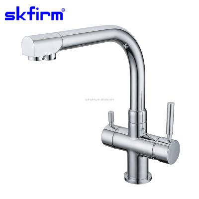 China 3 Way Faucet Three Way Faucets Tri Flow Kitchen Faucet Mixer Brass Thermostatic Hot Cold Water Filter for sale