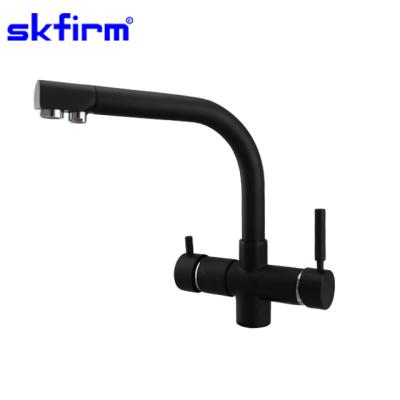 China Thermostatic Faucets Commercial Sparkle Water Cooled Black Faucet Color Five Way Kitchen RO Hot And Cold Water Faucet for sale