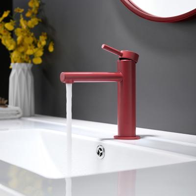 China Metered Red Useflexible Faucets Classic Double Spout Basin Faucet Mounted Basin Faucet Freestanding Brass Bathroom for sale