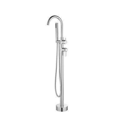 China Freestanding Hotel Bathroom Sliding Bar Holder Shower Floor Standing Contemporary Thermostatic Bathtub Faucet for sale