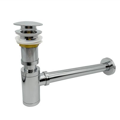 China Modern Bathroom Accessory Brass Drainer Chrome Plated Waste Wash Basin Drain and Pipe Drain for sale