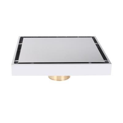 China Square 150mm High End Durable Use Heavy Duty Chrome Shower Easy Clean Brass Floor Drain Large for sale