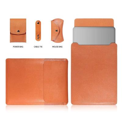 China Eco-friendly Custom 4 Pcs One Set Laptop Sleeve Leather Protective Laptop Carrying Case For Macbook (Under 15 Inch) for sale