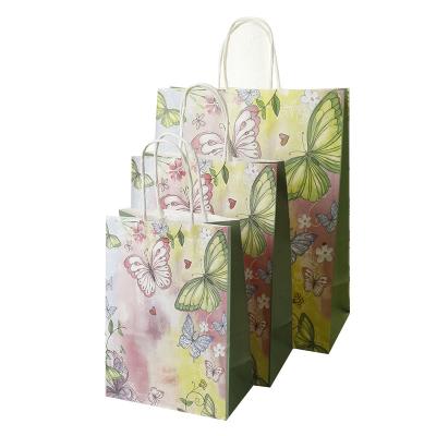 China Recyclable Food Kraft Paper Bags With Handle, Stand Up Pouch White Paper Bag With Printed for sale