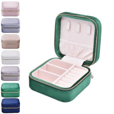 China Nanyue Velvet Jewelry Box Small Portable Travel Jewelry Organizer Case Jewelery Storage Care Box for sale