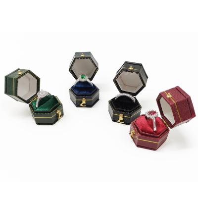 China Mini Retro Ring Pair Paper Jewelry Box Specialty European Specialty Jewelry Box Hexagon Ring Box Stock for sale