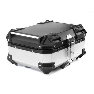 China 25 Liter Mini Aluminum Alloy Plate Motorcycle Quick Release Flat Top Waterproof Rear Case Box Rack Mount Case Tools for sale