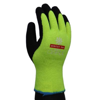 China Outdoor Winter Foam Working Gloves Anti-cold Sandy Latex Coated Glove With Terry Liner In 10G for sale