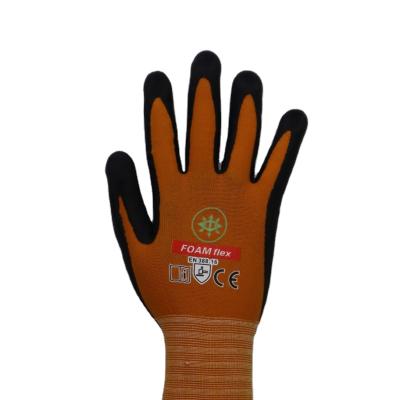 China Puncture Resistant Nylon Nitrile Foam Dotted Gloves With Good Grip S-XL for sale