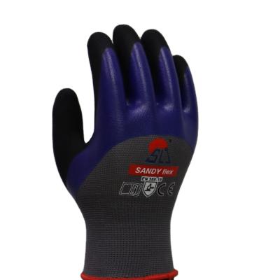 China 3/4 Nitrile Anti-Slip Coating And Foaming Sandy Nitrile Palm Coated Glove With Polyester Shell In 13G Cut Resistance Gloves for sale