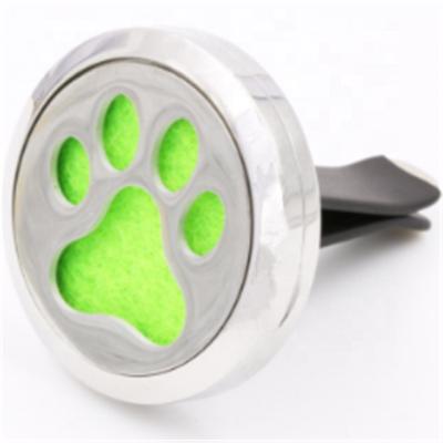 China FASHIONABLE Round Magnetic Alloy Metal Silver Color 30mm Dog Paw Print Aromatherapy Car Diffuser Pendant for sale