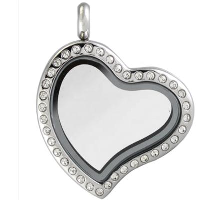 China FASHIONABLE Curve Pendant Heart Pendant 316L Stainless Steel Memory Pendant Floating Living Glass Pendant for sale