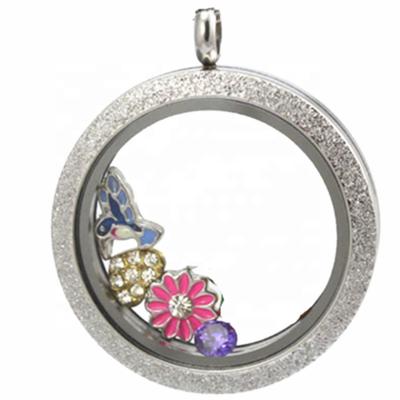 China FASHIONABLE Living Face Round Sparkle Memory Metal 316L Stainless Steel Floating Pendant Necklace for sale