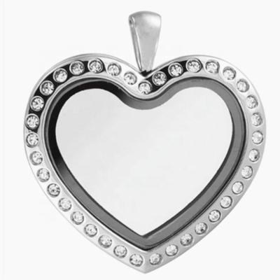 China FASHIONABLE Living Crystal Heart Shape Pendant Memory Metal 316L Stainless Steel Floating Pendant for sale