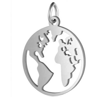 China TRENDY Stainless Steel Metal Silver Color World Map Pattern Pendant For Bracelet for sale