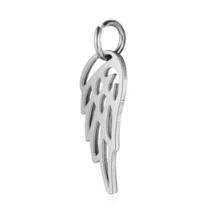 China TRENDY Stainless Steel Metal Silver Color Angel Wing Charm For Bracelet for sale