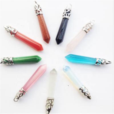 China Europe popular hot style natural crystal hexagonal pillar necklace pendant for sale