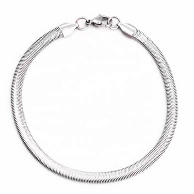 China Various Size 2.2mm/3mm/4mm/5mm/6mm/8mm Width Stainless Steel TRENDY Silver Color Flat Snake Chain Necklace for sale