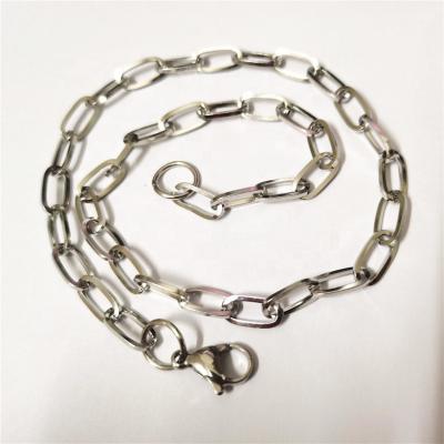 China TRENDY Stainless Steel Metal Lobster Clasp Rectangle Link Chain Necklace Paperclip Chain Choker Necklace for sale