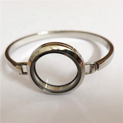 China 316 Stainless Steel 25mm/30mm Cute Twist Off Round Floating Glass Bracelet Bangle Life Memory Pendant for sale