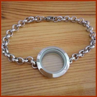 China ALLOY Chain Bracelet Stainless Steel Glass Floating Pendant Bracelet for sale