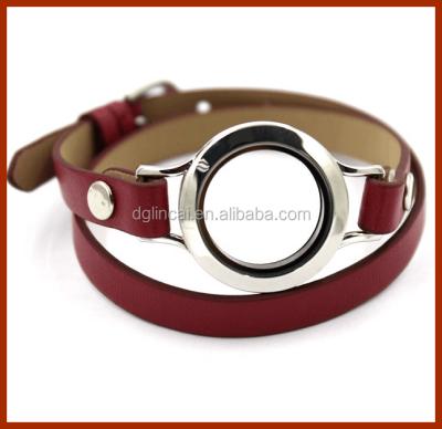 China ALLOY Plain Twist Off Round Glass Floating Pendant Leather Bracelet for sale