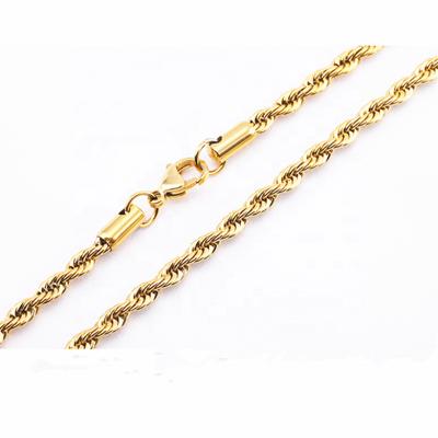 China CLASSIC Size 2.0mm/2.5mm/3.0mm/4.0mm/5.0mm Width Stainless Steel Link Chain Twist Rope Chain Necklace for sale