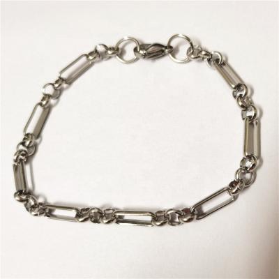 China TRENDY Stainless Steel Metal Lobster Clasp Bangle Rectangle Link Bracelet for sale