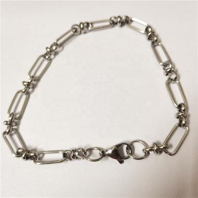 China FASHIONABLE Silver Color Metal Stainless Steel Rectangle Handmade Link Chain Bracelet for sale