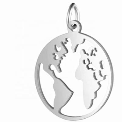 China TRENDY Stainless Steel Metal Necklace Charm Silver Color Map Charm Bracelet Charm for sale