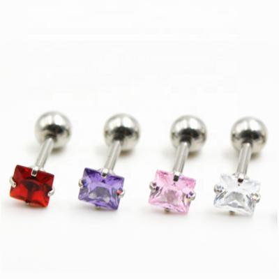 China CLASSIC 316L Stainless Steel Metal Body Piercing Various Color Zircon Stud Earrings Jewelry for sale