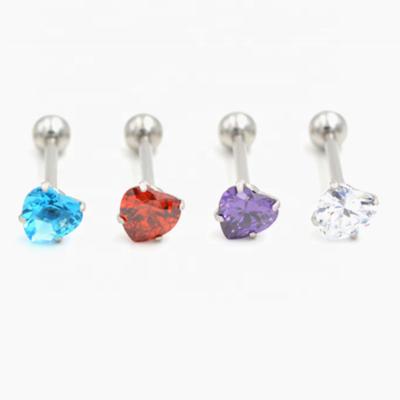 China CLASSIC Stainless Steel Jewelry Heart Shape Zircon Stone Navel Ring Body Piercing Jewelry for sale