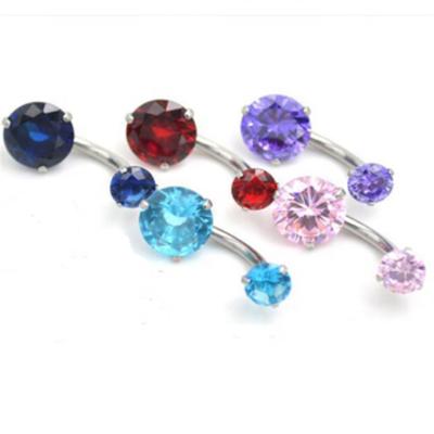 China FASHIONABLE Round Body Jewelry Stainless Steel Zircon Piercing Round Navel Ring for sale