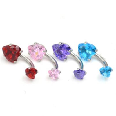 China FASHIONABLE Body Jewelry Stainless Steel Heart Shape Zircon Belly Piercing Ring for sale