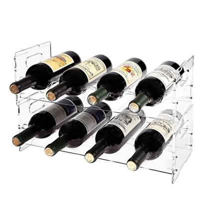 China 8 Bottle Clear Acrylic Freestanding Stackable Organizer Display Wine Rack Durable / Eco-Friendly for sale