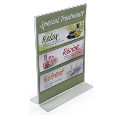 China Advertising Mini Wedding Poster Table Stand Hotel Lobby Price Ticket Frame A6 PMMA Transparent Sign Holder for sale