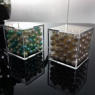 China Sustainable 3 Inch Square Acrylic Cube Box Favors Clear Candy Packaging Sweet Gift Boxes for sale