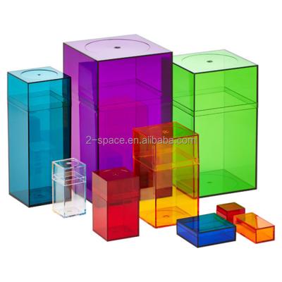 China Eco-friendly Bespoke Size Clear Colorful Amac Boxes Plastic Storage Box With Removable Lid for sale