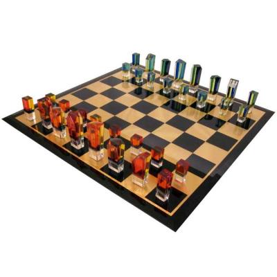 China Board Games School Chess Sets Coffee Table Game Blue and Chess Grid Acrylic Clear White for Family for sale