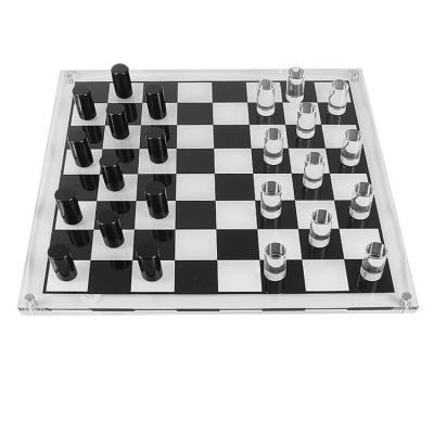 China Custom Acrylic School Picnic Games With Chess Board Unique Lucite Chess Mini Game Classic Games for sale