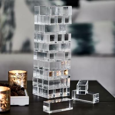 China Eco-friendly Transparent 54 Laser Cut Acrylic Stacking Game Chunky Pieces Tower Puzzle Game With Case for sale