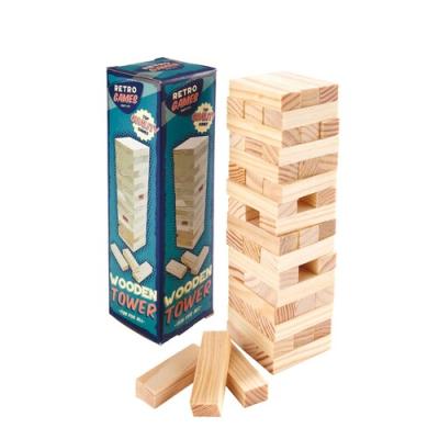 China Home Decoration Wooden Blocks Tower Stacking Game Pine Wood Stacking Tower Puzzle Game Custom Family Game for sale