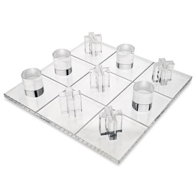 China Eco-Friendly Family Nothings and Crosses Game Set Crystal Clear Tic Tac Toe Block Acrylic XO Game Set for sale