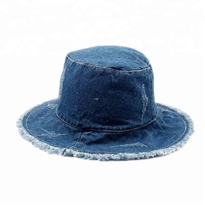 China Simple Stylish Character Fashion Foldable Hats Washed Denim Bucket Hat for sale