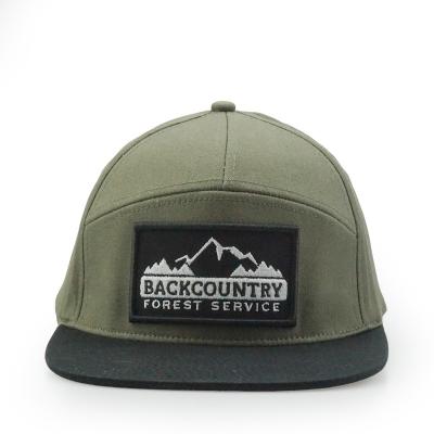 China JOINT Patch Logo Caps Olive Green Color Embroidery Caps Custom 7 Panel Luxury Snapback Hats With Back Closure for sale